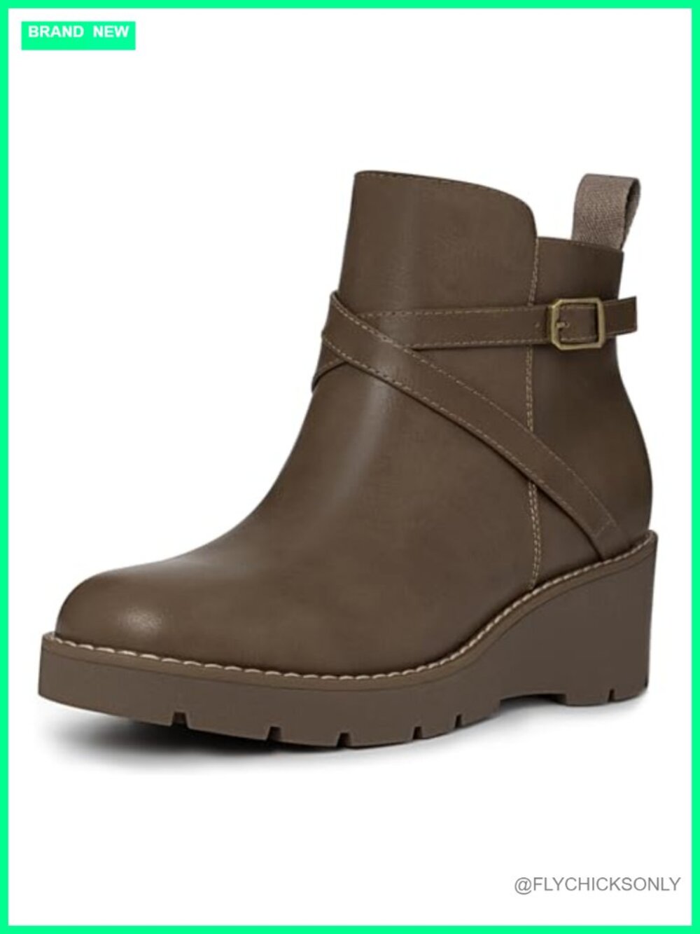 Women's Platform Wedge Ankle Boots Faux Leather Side Zip Booties